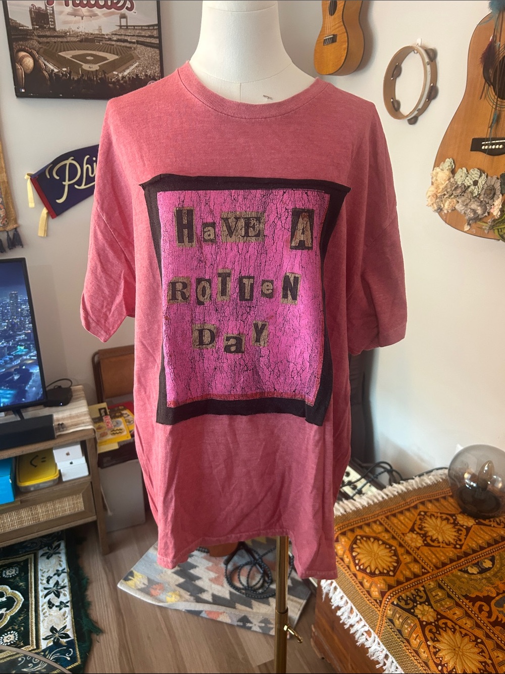 vintage Sex Pistols Have A Rotten Day Pink Graphic Tee